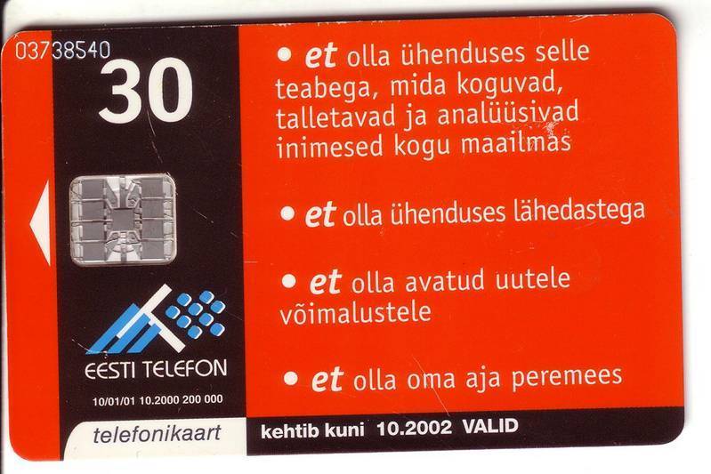 USED ESTONIA PHONECARD 2000 - ET0139 -  Et Promotion Card - Estonia