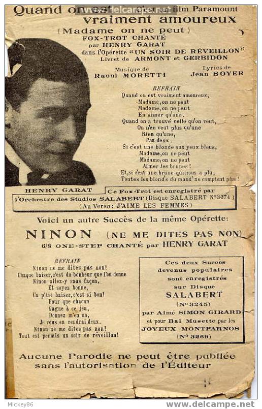 NINON  --Henry GARAT----A PETIT PAS---LOIN DE TOI--LA VRAIE VIE DES MATELOTS--Déclaration D´Amour Par Phono - Zang (solo)