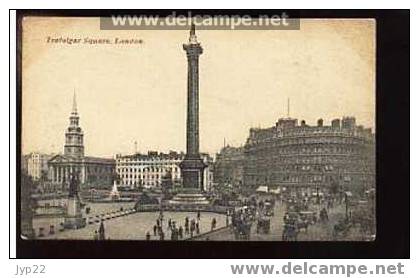 Jolie CP Ancienne Animée Angleterre Londres Trafalgar Square Calèches ânes - Neuve - Trafalgar Square