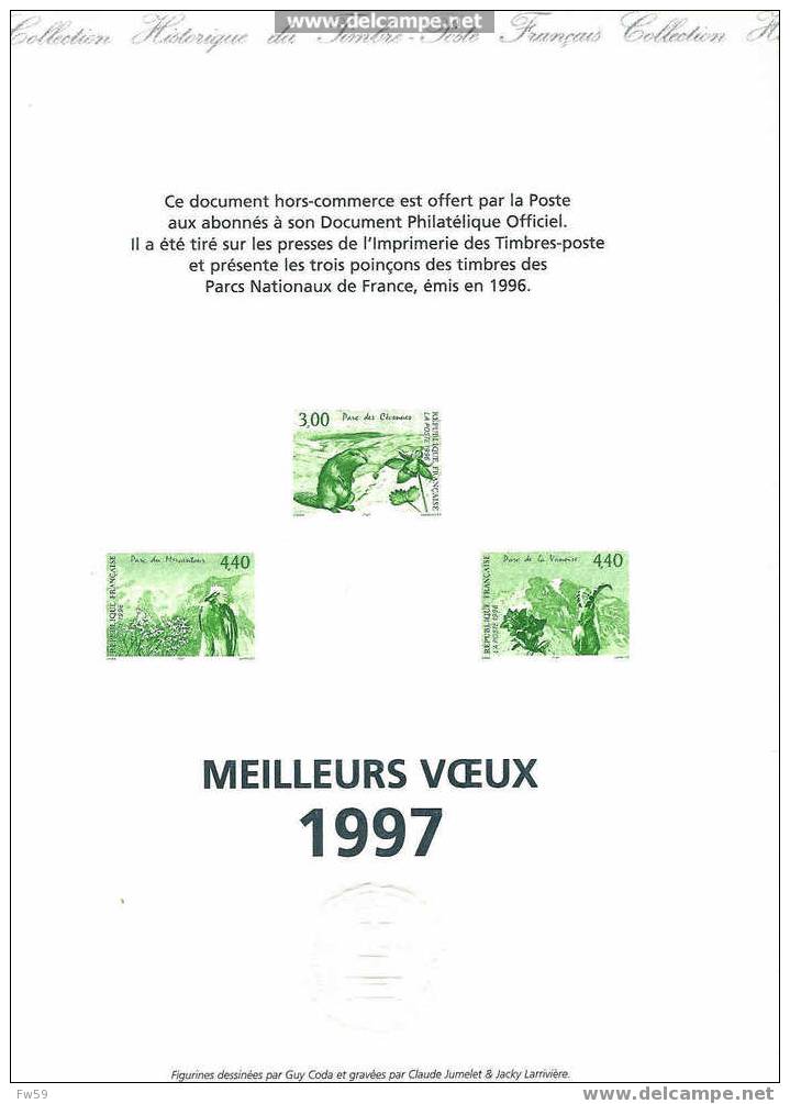 RONGEURS MAMOTTES DOCUMENT PHILATELIQUE OFFICIEL MEILLEURS VOEUX 1997 MARMOTTES VAUTOUR CAPRINIDES - Nager