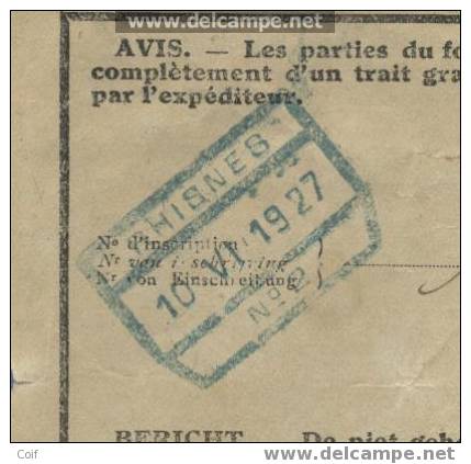 Vrachtbrief / Lettre De Voiture  Met Stempel RHISNES (blauw) Op 10/6/1927 Naar HAREN - Autres & Non Classés