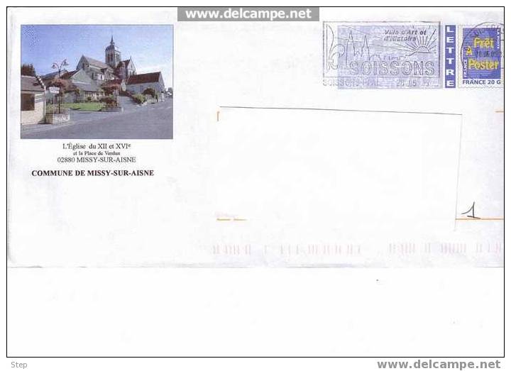 PAP MISSY SUR AISNE (AISNE) : EGLISE Et PLACE DE VERDUN - PAP: Ristampa/Logo Bleu