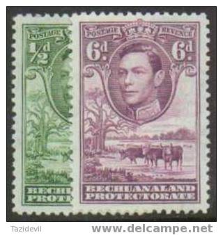 Bechuanaland - Halfpenny And 6d 1938 King George VI. Scott 124, 130. - 1885-1964 Bechuanaland Protettorato