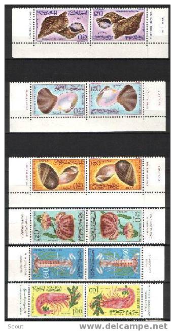 MAROCCO - MAROC - MOROCCO - COQUILLAGES ET CRUSTACES - YT 488/493 ** - Schalentiere