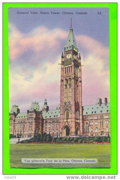 OTTAWA, ONTARIO - GENERAL VIEW PEACE TOWER - PUB. BY NATIONAL NEWS CO LTD - - Ottawa