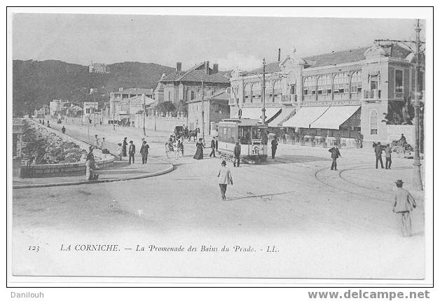 13 //BOUCHES DU RHONE / MARSEILLE,La Promenade Des Bains Du Prado LL 123 / ANIMEE + TRAMWAY - Castellane, Prado, Menpenti, Rouet