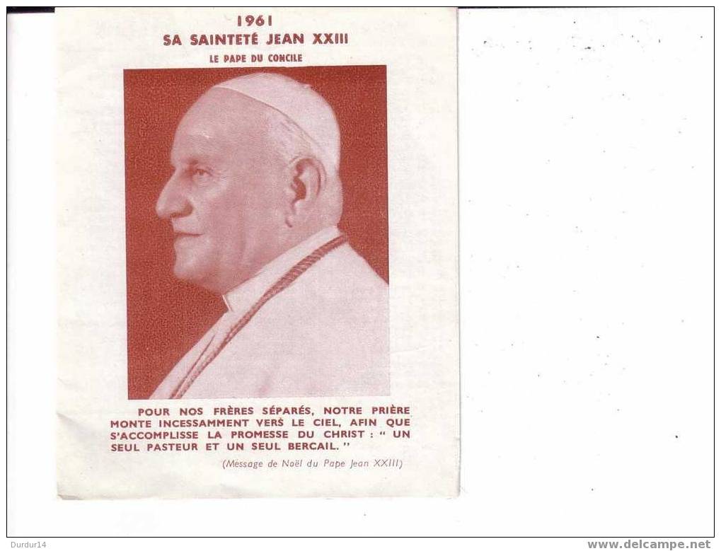 CALENDRIER. 1961  Sa Sainteté JEAN XXIII  / Saint Laurent De BRINDES  (dépliant) - Kleinformat : 1961-70