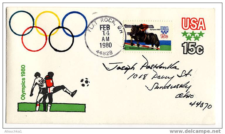 USA/ ETATS UNIS D'AMERIQUE /UNITED STATES/ FLAT ROCK  OLYMPIC 1980 FEB 14 AM 1980 - Event Covers