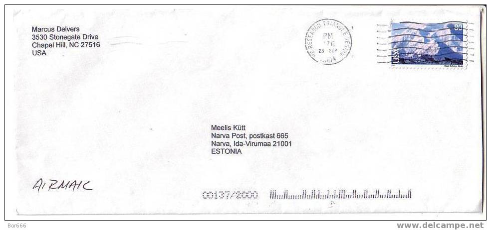 POSTAL COVER USA ( Research Triange Region ) - ESTONIA 2004 - The Rocks - Cartas & Documentos