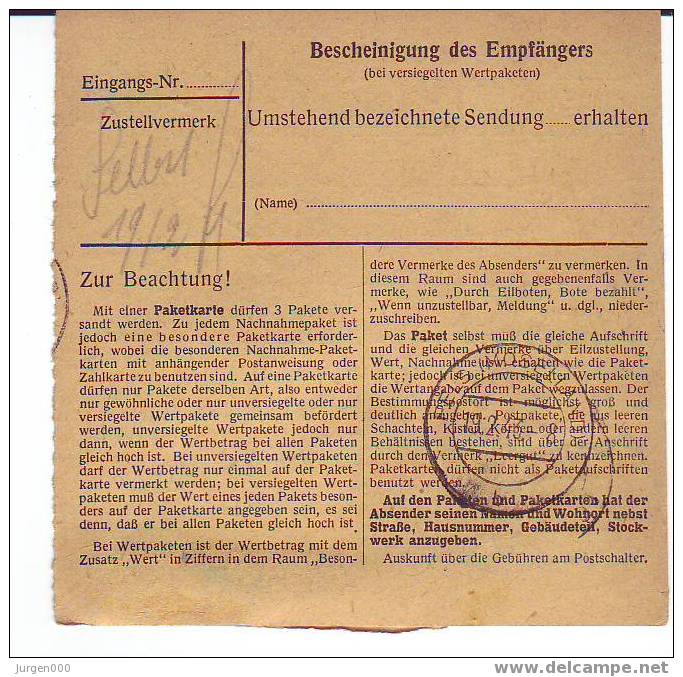 Pakketkaart Van Luxemburg 1 Naar Pels (B003) - 1940-1944 German Occupation