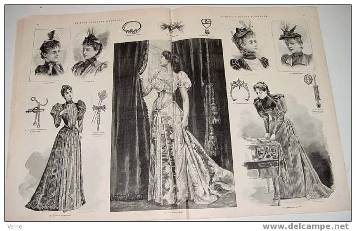 ANTIGUA REVISTA ORIGINAL DE MODA - SIGLO XIX - LA MODA ELEGANTE - 1893 - LLENA DE GRABADOS CON ANTIGUOS VESTIDOS - Muy I - Schnittmuster