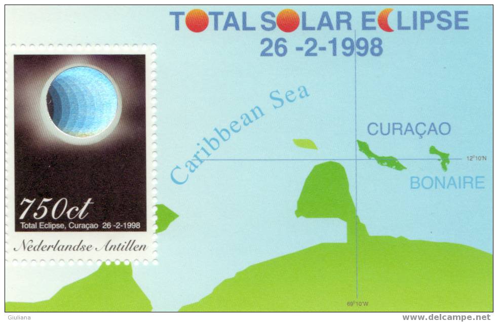 ANTILLE OLANDESI -  TEMATICA OLOGRAMMI " ECLISSE SOLARE TOTALE" 1998 - FOGLIETTO - Hologrammes