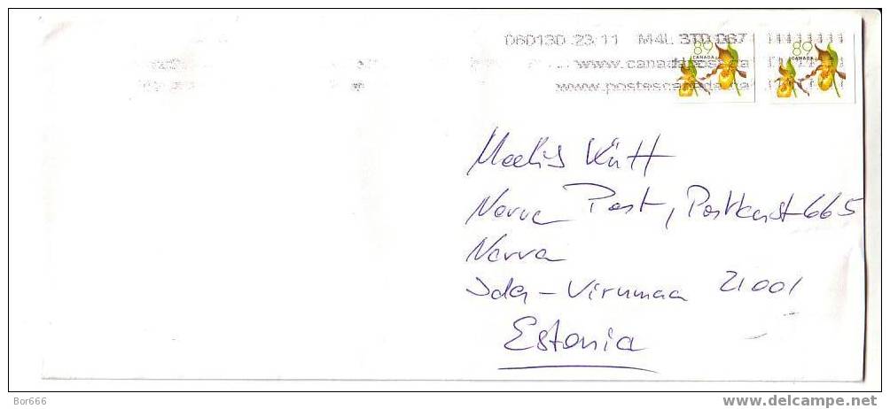 GOOD POSTAL COVER CANADA - ESTONIA 2006 - Flowers - Briefe U. Dokumente