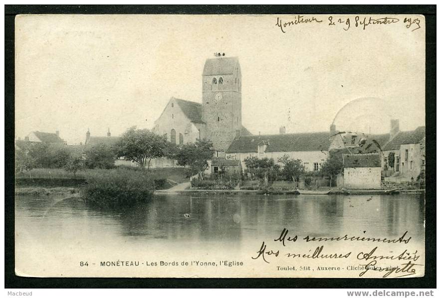 89 - MONÉTEAU - Les Bords De L'Yonne - CARTE PRÉCURSEUR - Moneteau