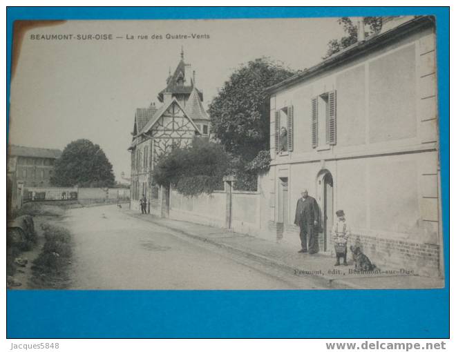 95)--beaumont-sur-oise----la Rue Des Quatre-vents--- Tres Belle Carte--petite Tache - Beaumont Sur Oise