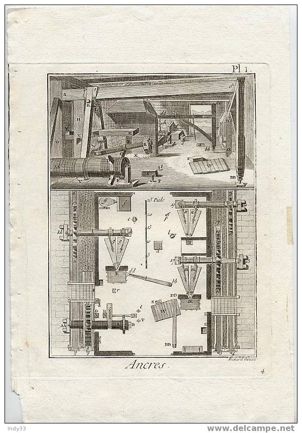 "ANCRES" . EAU FORTE DU XVIIIe S. - Technics & Instruments