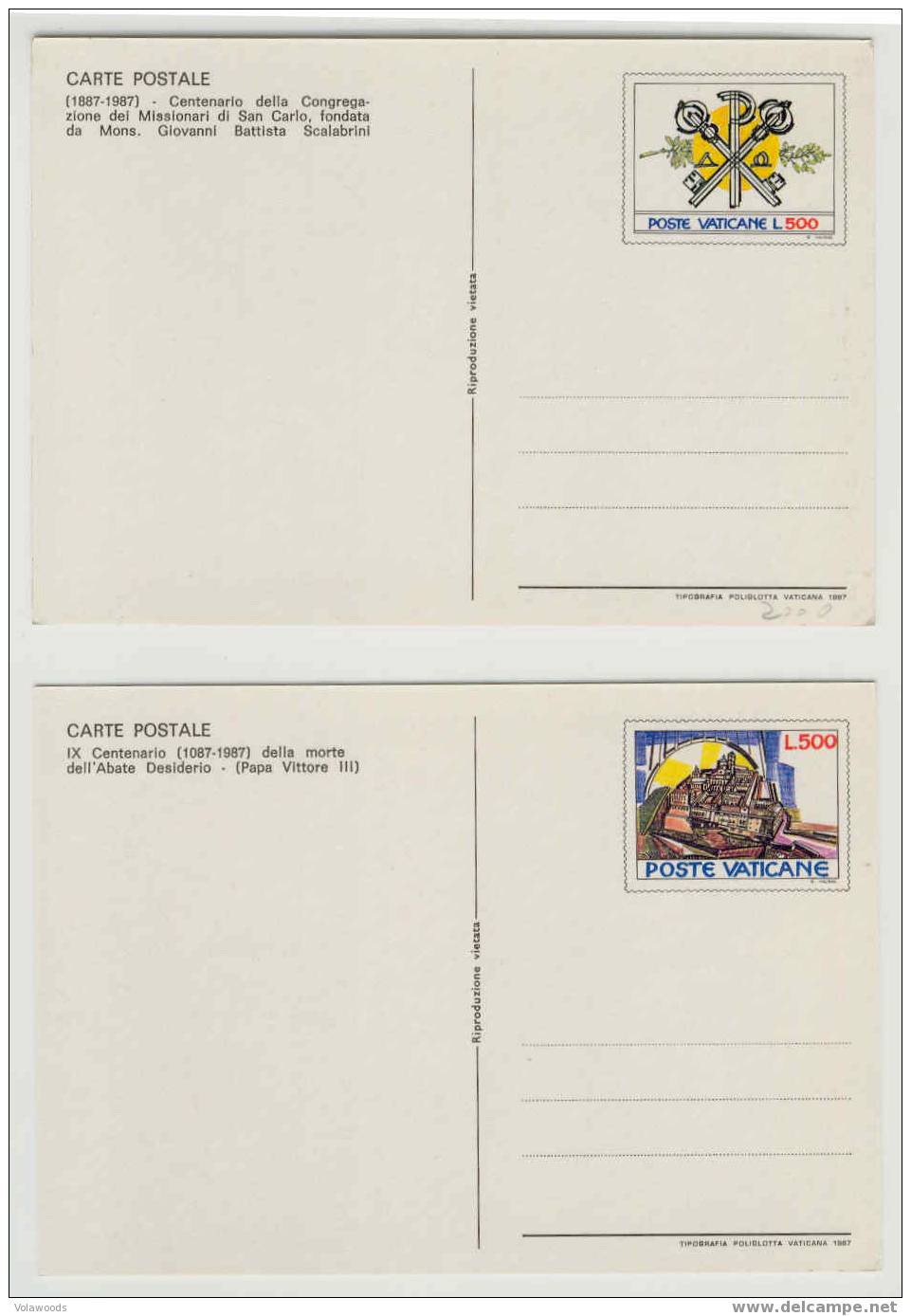 Vaticano - Cartoline Postali Nuove In Serie Completa Commemorative - 1987 - Ganzsachen