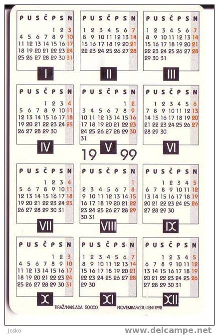 CALENDAR 1999. ( Bosnie - Old & Rare Card  ) Calender - Calendrier - Calenders - Calendriers - Calendar - Bosnië