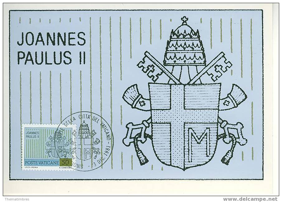 J0656 Voyage Du Pape Jean Paul II Blason 715 Vatican 1981 Premier Jour FDC Maximum - Lettres & Documents