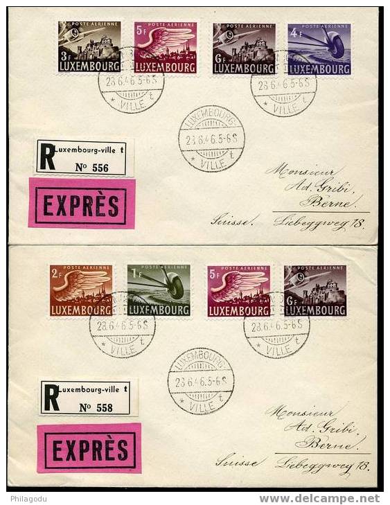 Luxembourg 1948  Avions   2 Lettres  REC Et EXPRES Vers BERN  Suisse - Briefe U. Dokumente