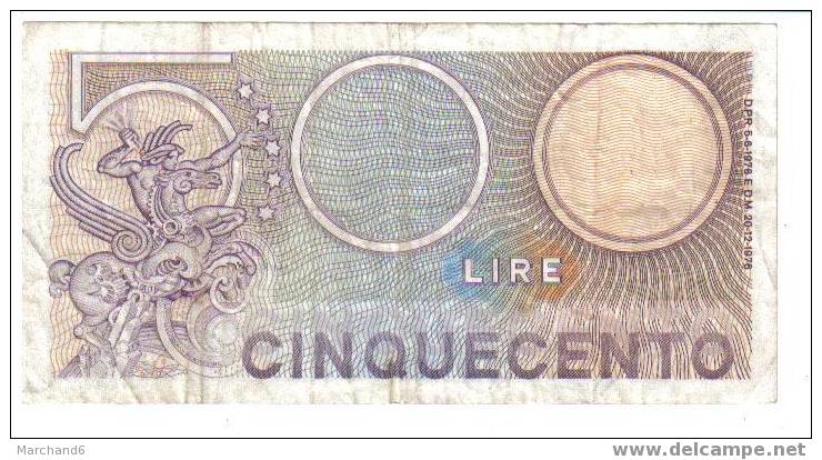 Italie Recto Cinquecento Lire - 500 Lire