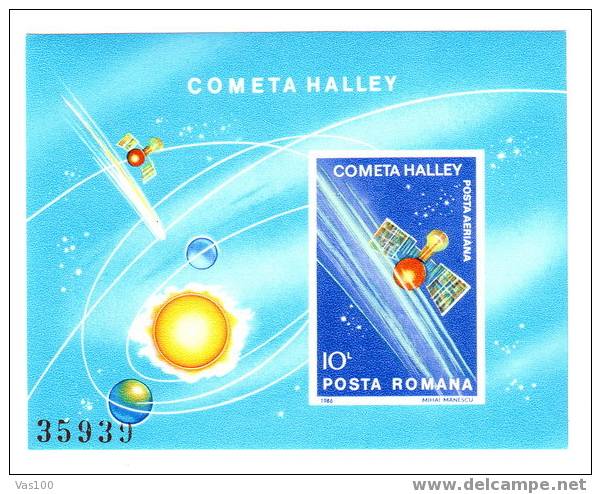 ROMANIA,1986,BLOCK SPACE,COMET HALLEY,MNH,OG. - Astrologie