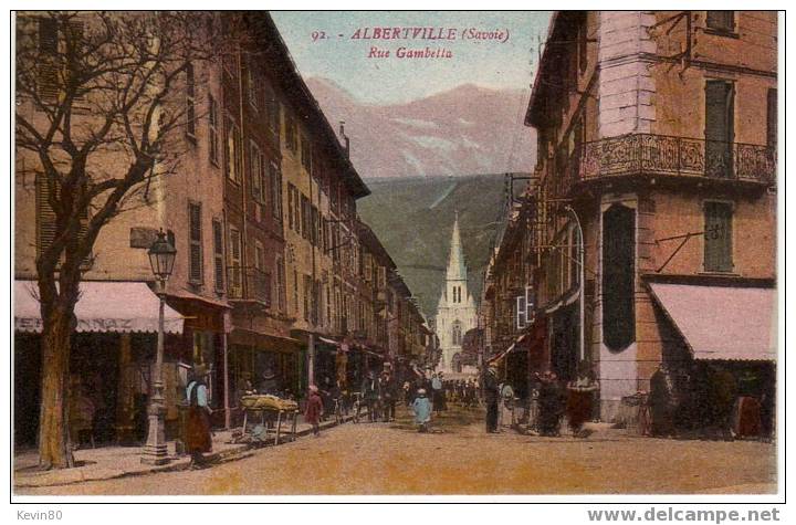 73 ALBERTVILLE Rue Gambetta Cpa Animée Colorisée - Albertville