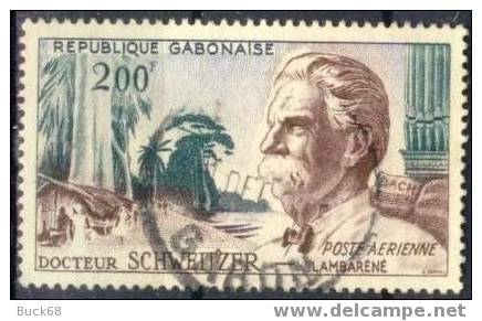 GABON Poste Aérienne 1 (o) Albert SCHWEITZER NOBEL Paix Gabon Ogooué Orgue Cachet (16) - Albert Schweitzer