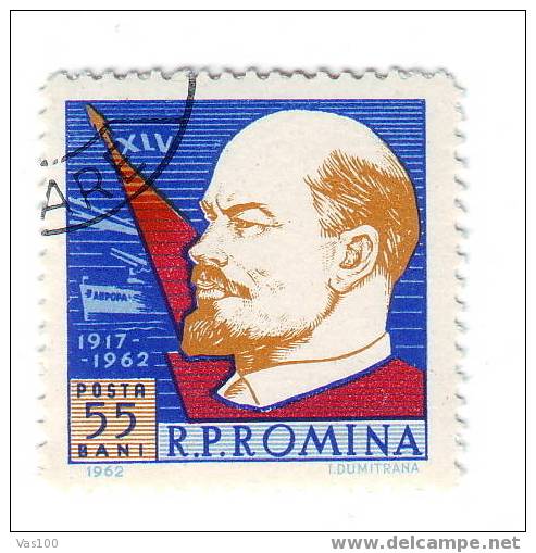 ROMANIA  1962, 45'e ANNIVERSAIRE DE LA REVOLUTION RUSSE D'OCTOBRE USED YVERT #1888 - Lenin