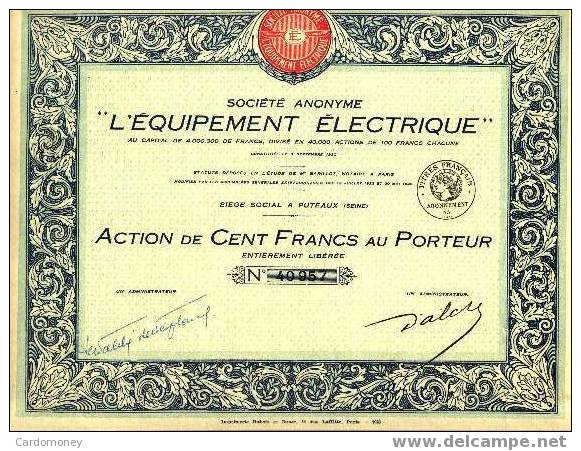 L´EQUIPEMENT ELECTRIQUE (art. N° 50 ) - Elektriciteit En Gas