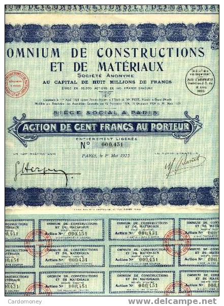 OMNIUM De CONSTRCTIONS Etde MATERIAUX 1925 (art. N° 84 ) - Industrial