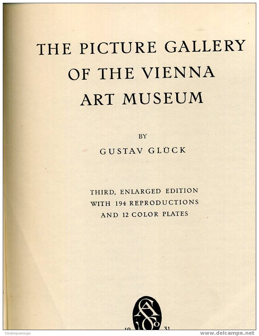 THE VIENNA PICTURE GALLERY 12 COLOR PLATES 194REPRODUCTIONS GUSTAV GLUCK - Beaux-Arts