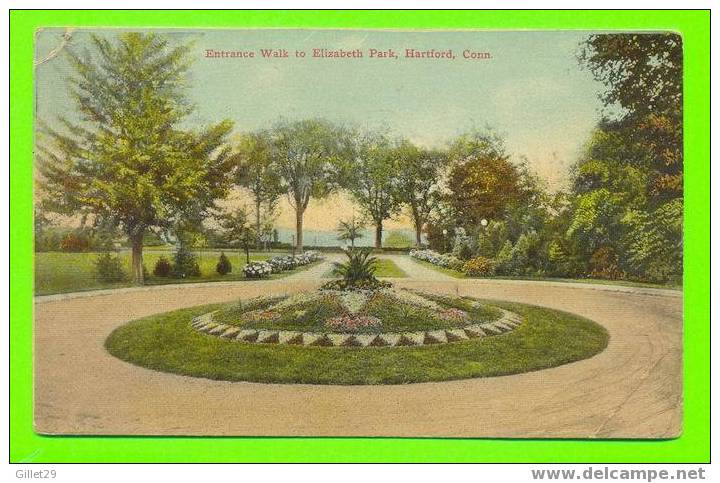 HARTFORD, CT - ENTRANCE WALK TO ELIZABETH PARK - HARTFORD NEWS CO. - TRAVEL IN 1912 - - Hartford