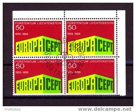 Liechtenstein Mi 507 Europa 1969 Block Of 4 - Oblitérés