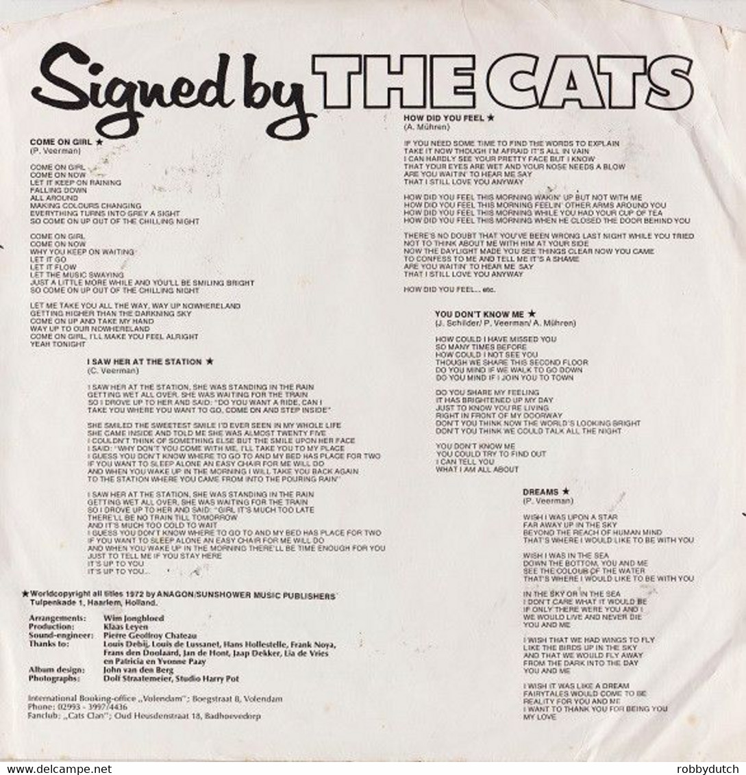 * LP * THE CATS - SIGNED BY THE CATS (Holland 1972 Ex-!!!) - Disco, Pop