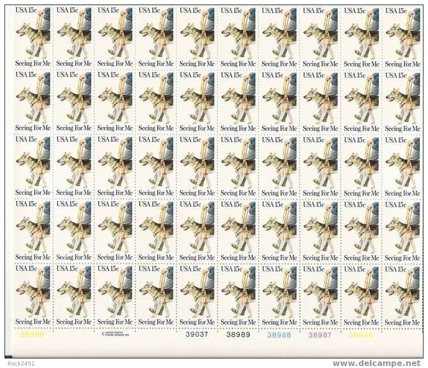 US Scott 1787 - Sheet Of 50 - Seeing Eye Dogs 15 Cent ** MINT - Ganze Bögen