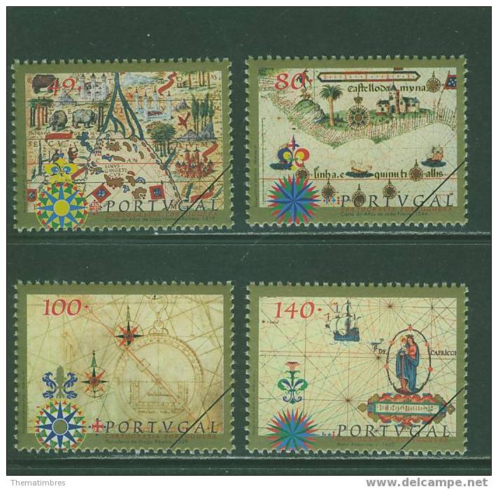 SPE0090 Specimen Cartographie Cartes Anciennes 2192 à 2195 Portugal 1997 Neuf ** - Unused Stamps