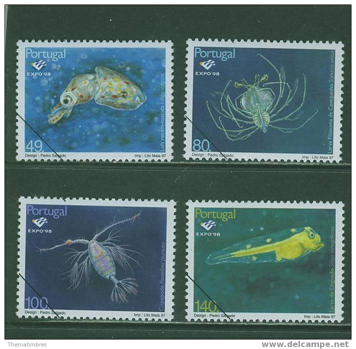 SPE0091 Specimen Plancton Larve De Calmar Cigale De Mer Copepode Sole 2196 à 2199 Portugal 1997 Neuf ** - Unused Stamps