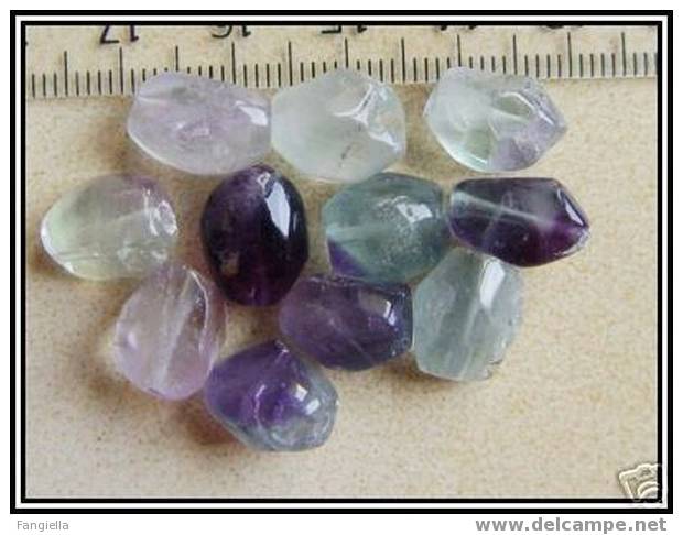 5 Perles En Véritable Fluorite Arc En Ciel Pierre Semi-précieuse Irrégulières Facettées Environ 12/13x7/9mm  De Superbes - Perles