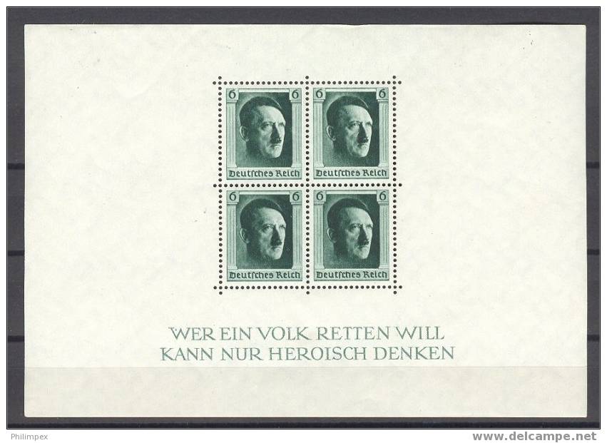 GERMANY, HITLER SHEETLET 1937, MINT NEVER HINGED - Blocks & Kleinbögen