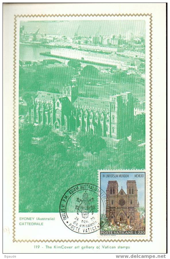 VATICAN CARTE MAXIMUM NUM.YVERT 517 CATHEDRALE DE SYDNEY - Maximum Cards