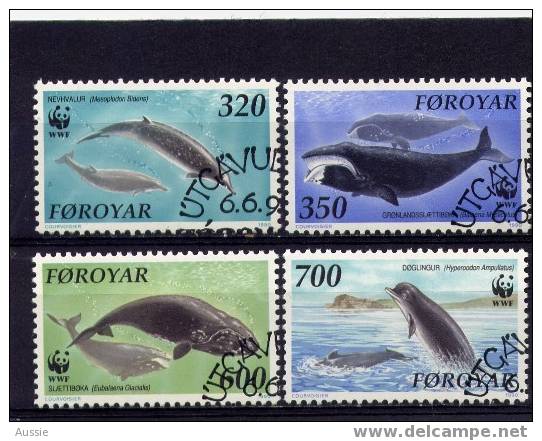 Faroër Féroe 1990 Yvertn° 197-200 (°) Oblitéré Used WWF Baleines Cote 12 Euro - Usati