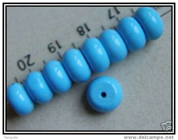 Lot De 5 Perles Rondelles En Véritable Turquoise Bleue Environ 6x10mm - Perles