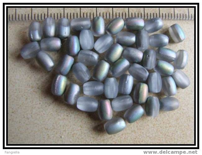 Lot De 20 Perles Tchèques Ovales En Verre Gris Mat AB 6x4mm - Parels