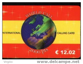 Spain Prepaid Flag And Globe Earth - Herdenkingsreclame