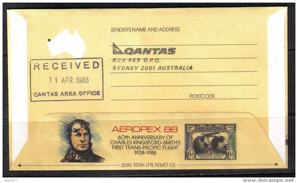 BOL1373 - QANTAS DISPACCIO SPECIALE ADELAIDE ROMA . 9/4/1988 .. AEROPEX 88 - Lettres & Documents