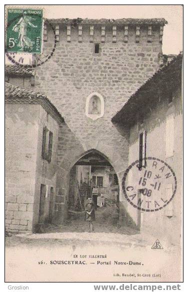 SOUSCEYRAC 261 PORTAIL NOTRE DAME  (ENFANT SOUS PORCHE) - Sousceyrac