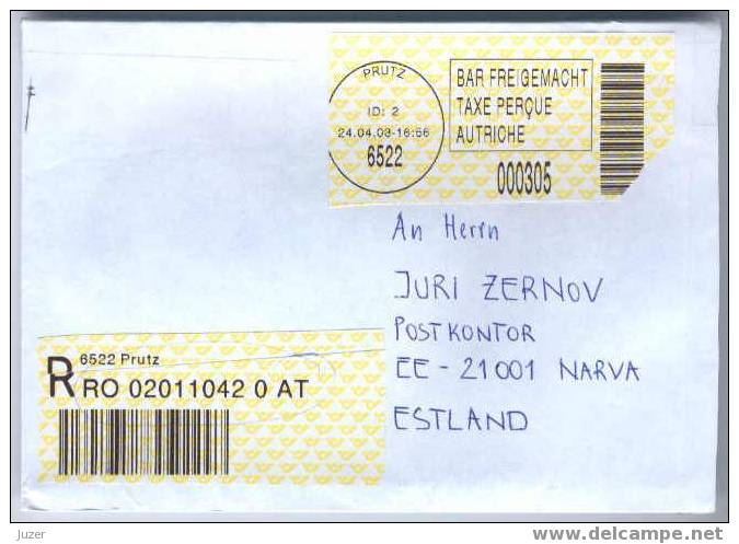 Registered Cover From Austria To Estonia (4) - Lettres & Documents