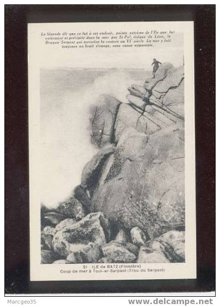 007103 île De Batz Coup De Mer à Toul-ar-sarpant Trou Du Serpent édit.N.L.morlaix N°21 - Ile-de-Batz