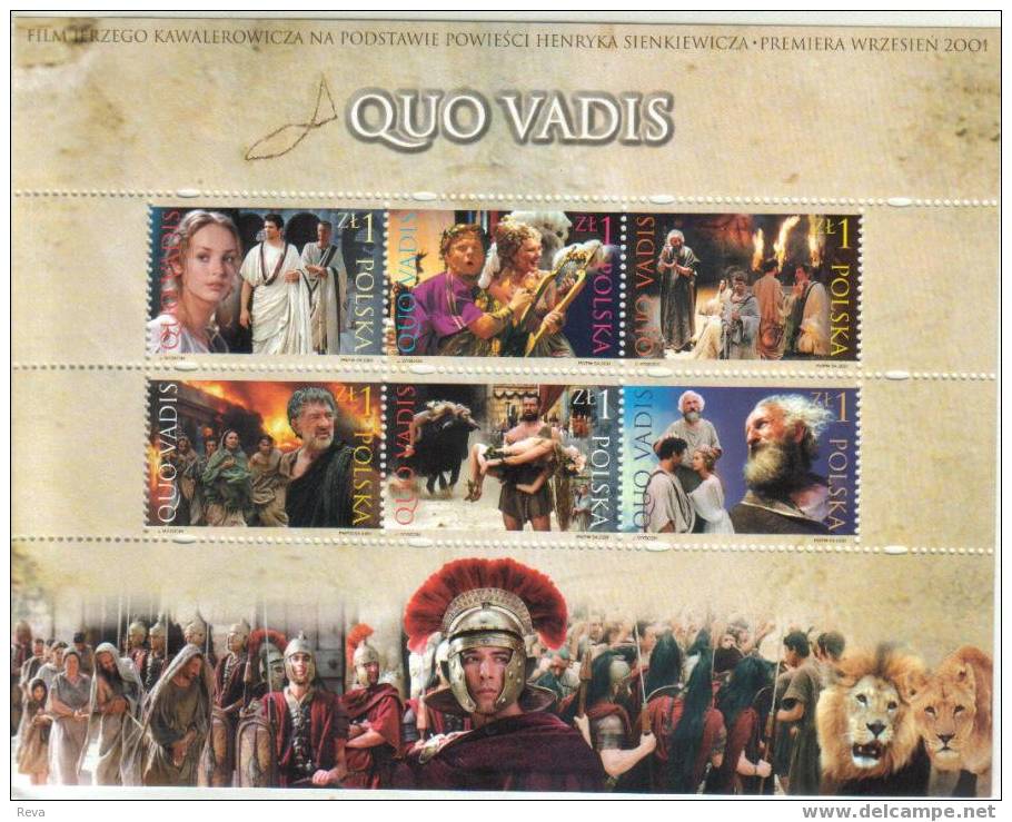 POLAND   MOVIE  QUO  VADIS  WOMAN   RELIGION    SET  OF  6  ON M/S  2001  MINT   SG?   SPECIAL PRICE !! - Nuevos